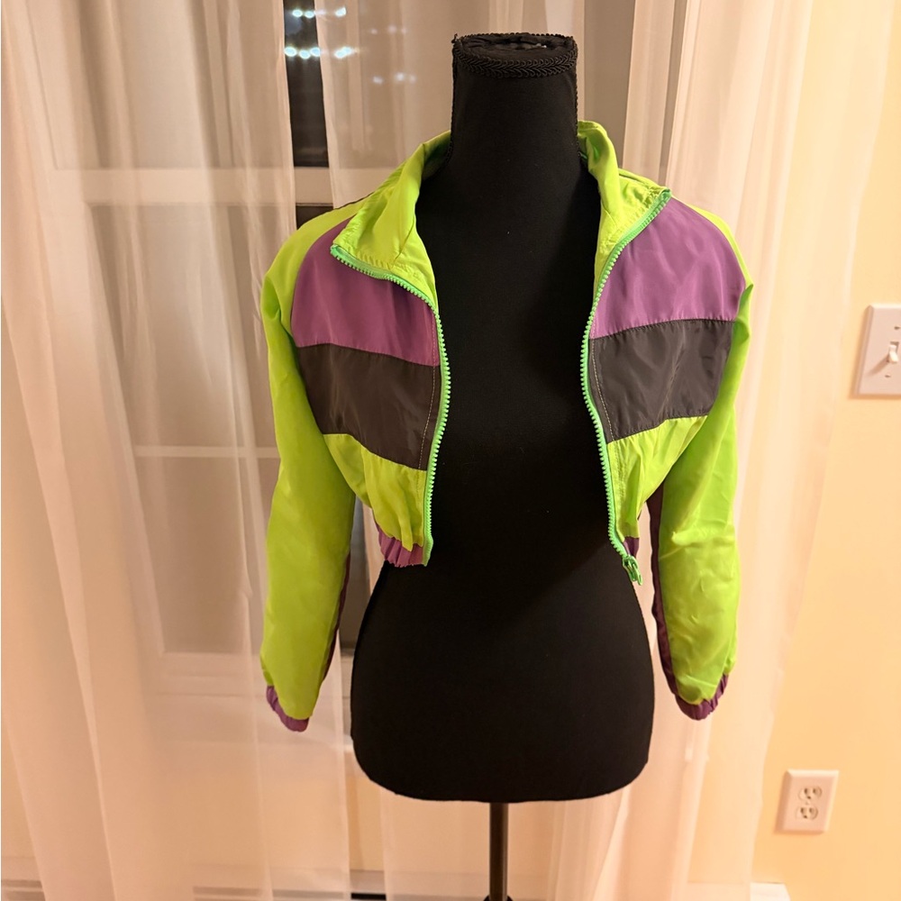 Vibrant Green and Purple Women's Bomber Jacket